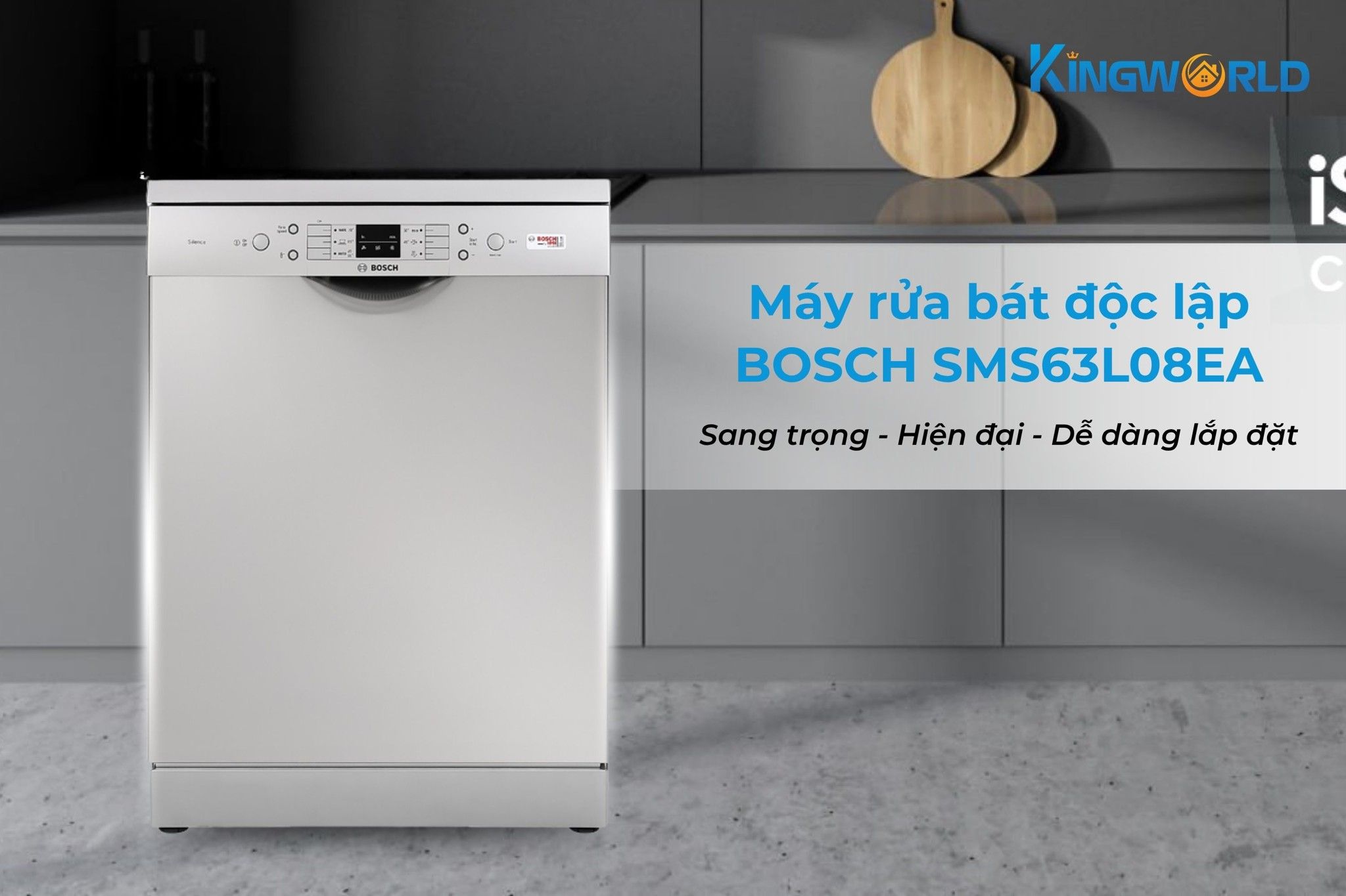 Bosch SMS63L08EA Serie 6 thiết kế độc lập, phù hợp với mọi không gian
