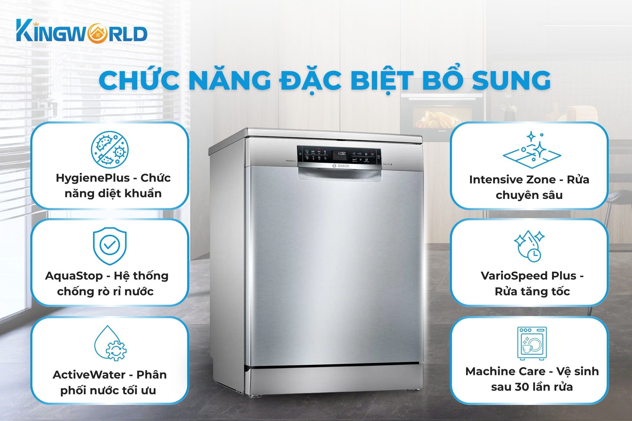 Bosch SMS68MI04E trang bị nhiều công nghệ ưu việt