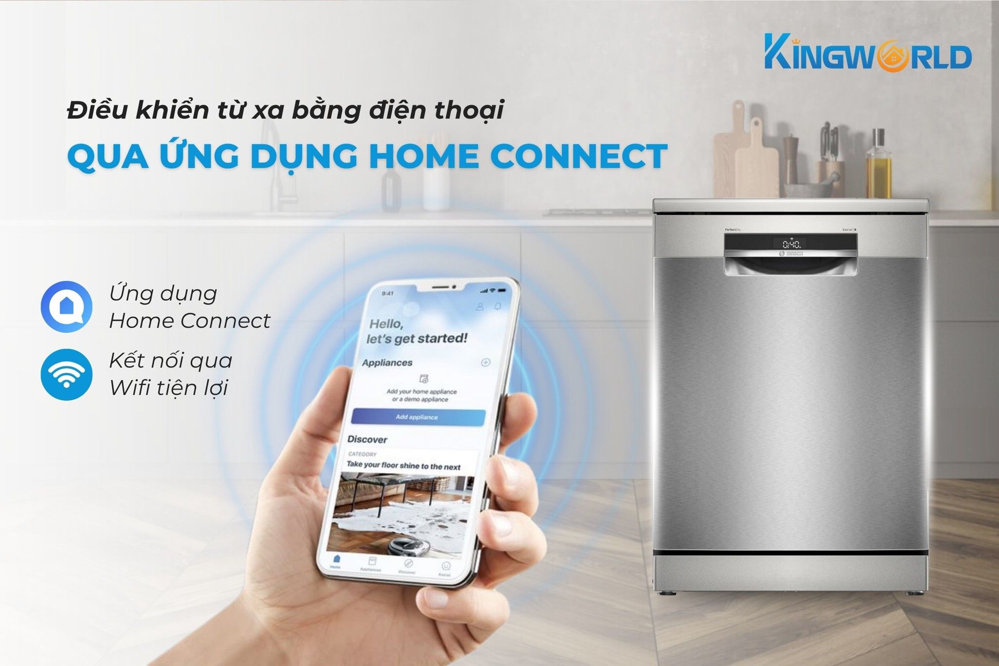 Bosch SMS6ZCI08E kết nối từ xa qua Home Connect