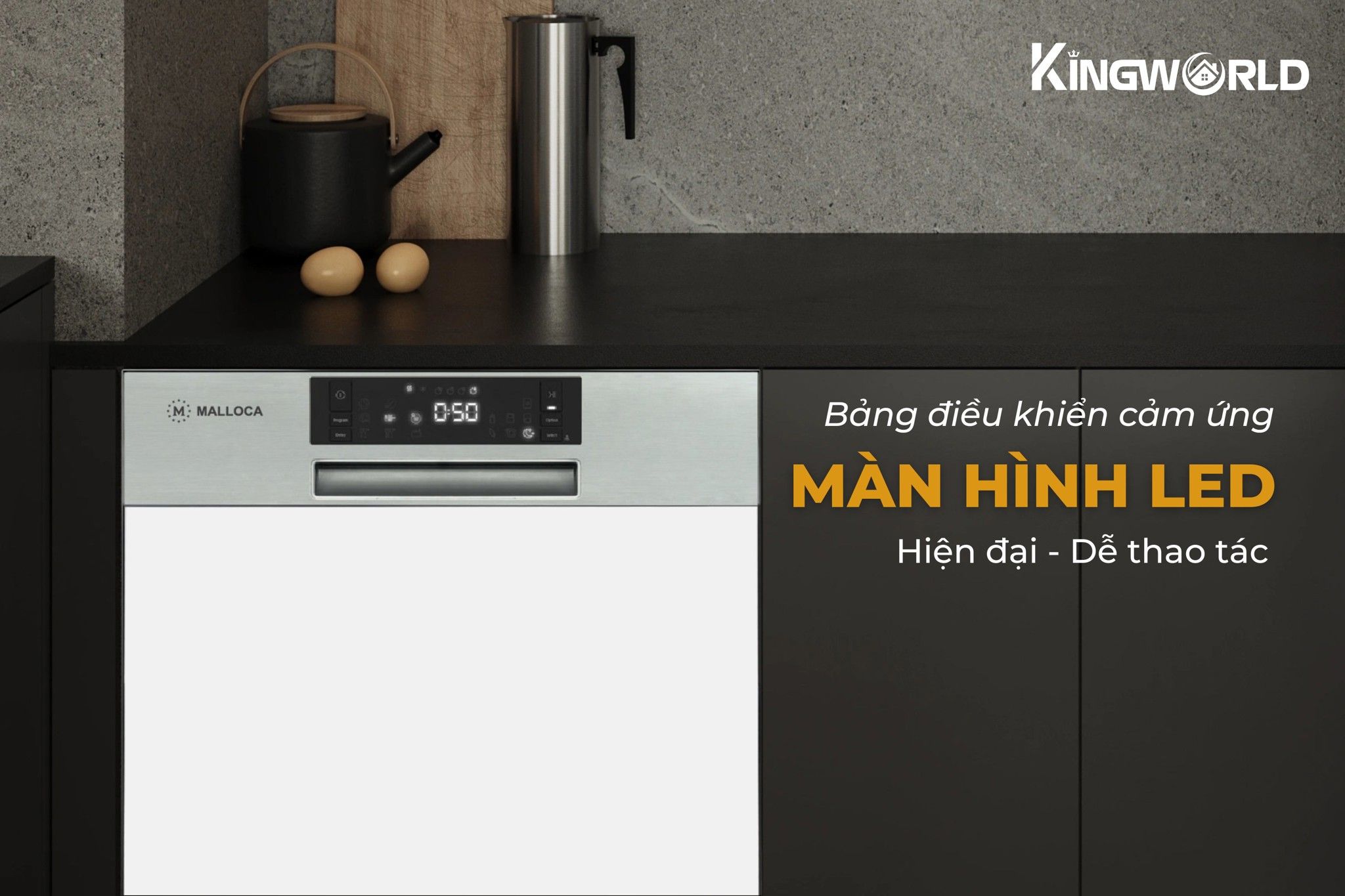 Bảng điều khiển cảm ứng hiện đại đi kèm màn hình LED dễ thao tác