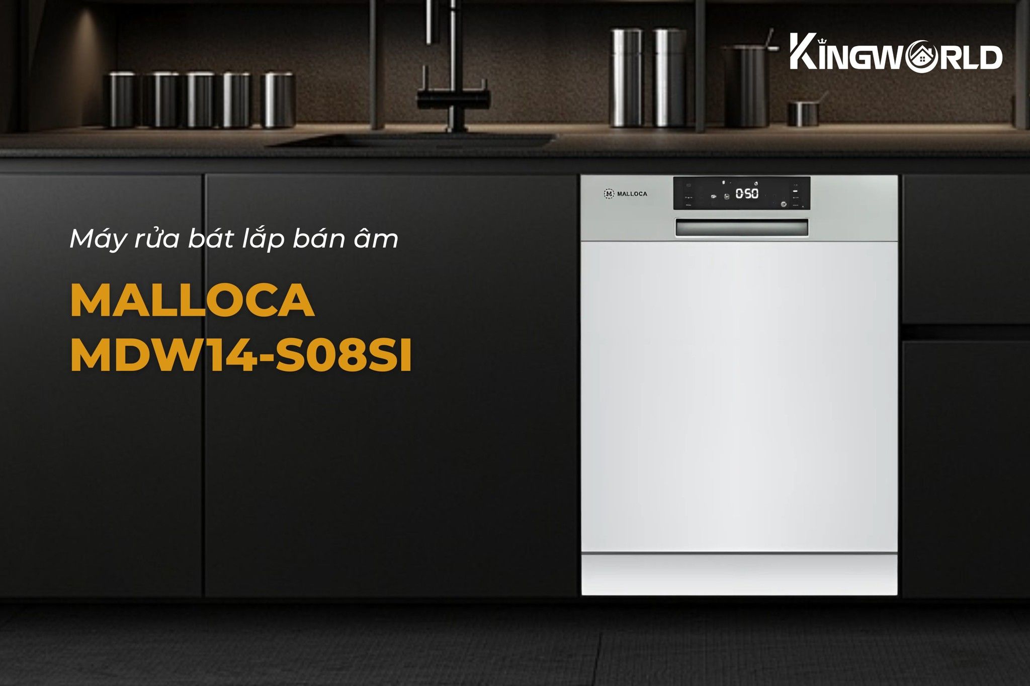 Malloca MDW14-S08SI thiết kế bán âm tủ hiện đại, sang trọng
