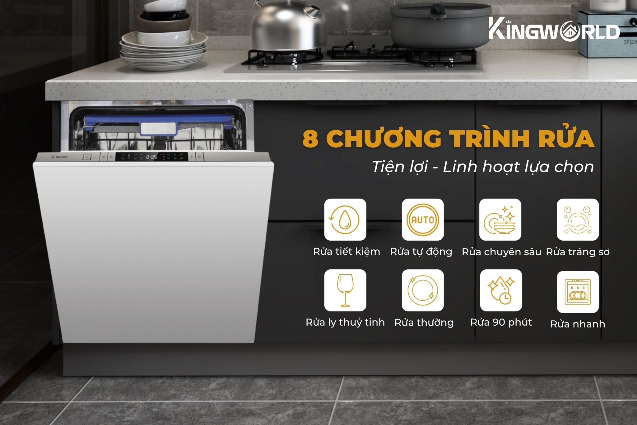 8 chương trình rửa thông minh – đa dạng nhu cầu