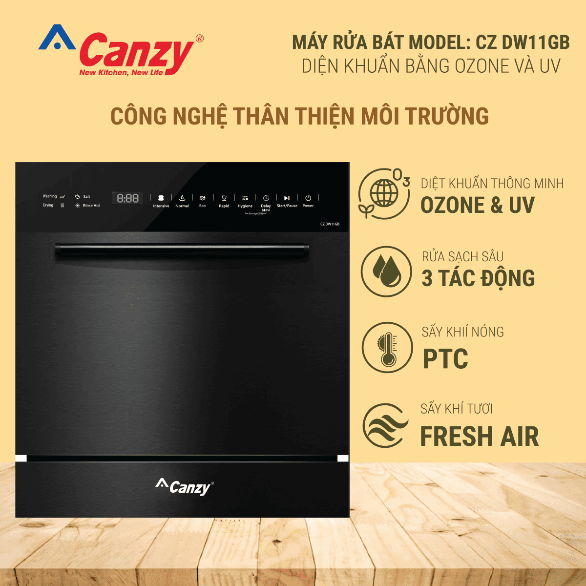 Những công nghệ nổi bật tích hợp vào máy rửa bát Canzy CZ-DW11GB