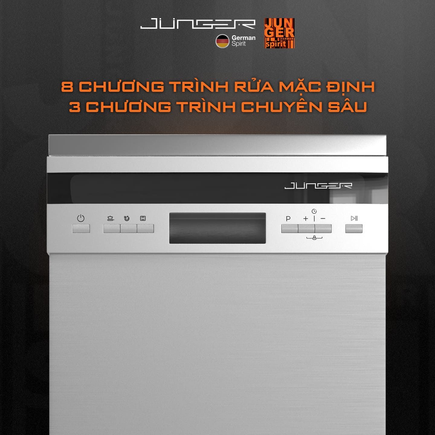 DWJ-450 được tích hợp đa dạng 8 chương trình rửa mặc định + 3 chức năng chuyên sâu