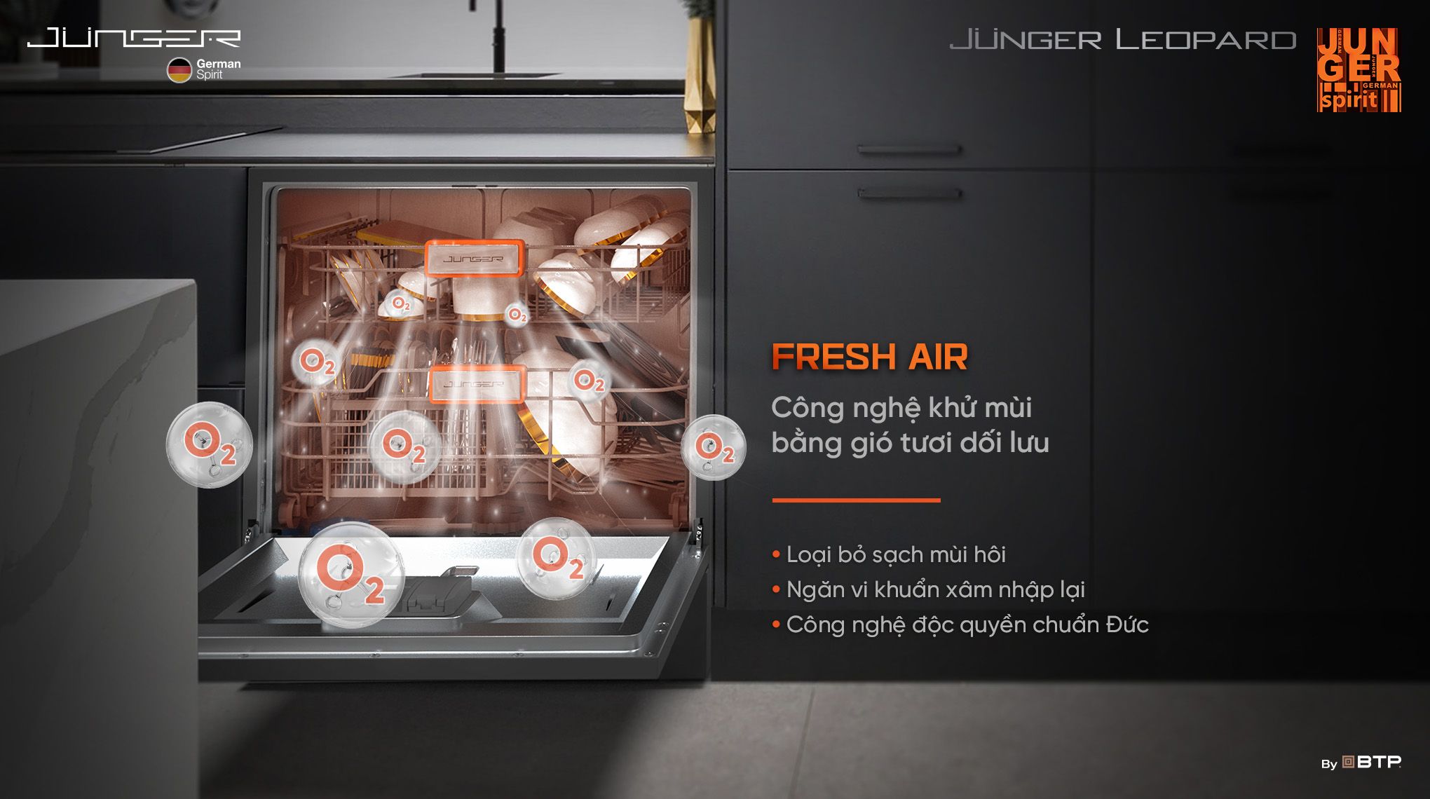 Công nghệ khử mùi bằng gió tươi đối lưu Fresh Air loại sạch mùi hôi, ngăn ngừa sự hình thành vi khuẩn, nấm mốc