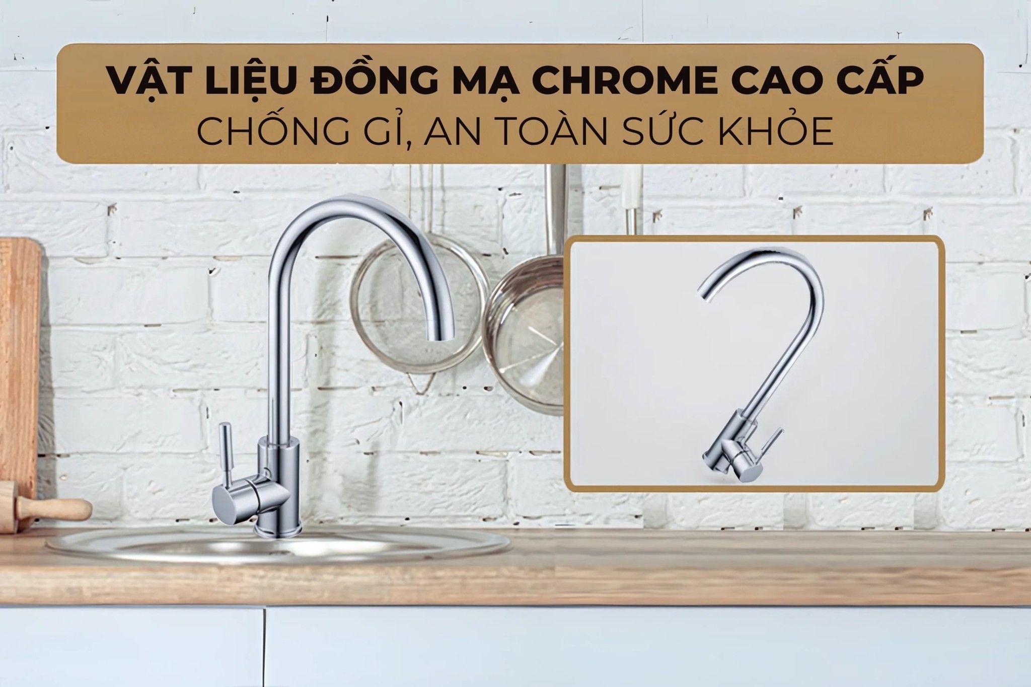 Chất liệu cao cấp đồng mạ Chrome sáng bóng