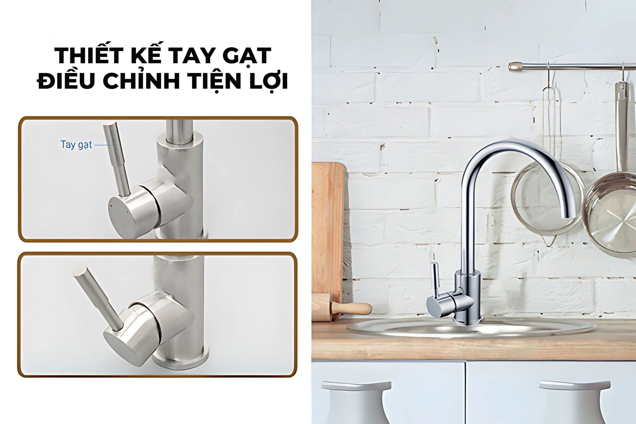 Thiết kế tay gạt điều chỉnh linh hoạt, dễ dàng