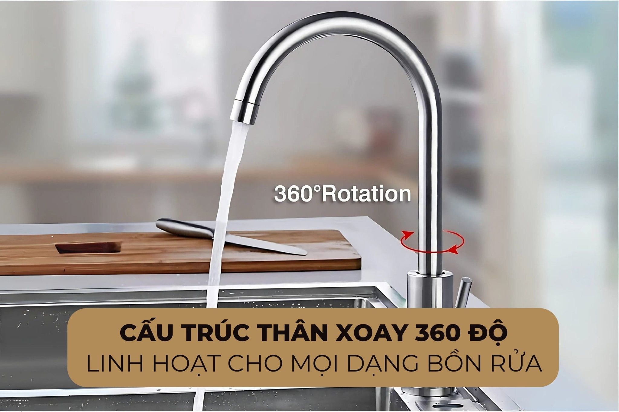 Vòi rửa cấu trúc xoay 360 độ linh hoạt