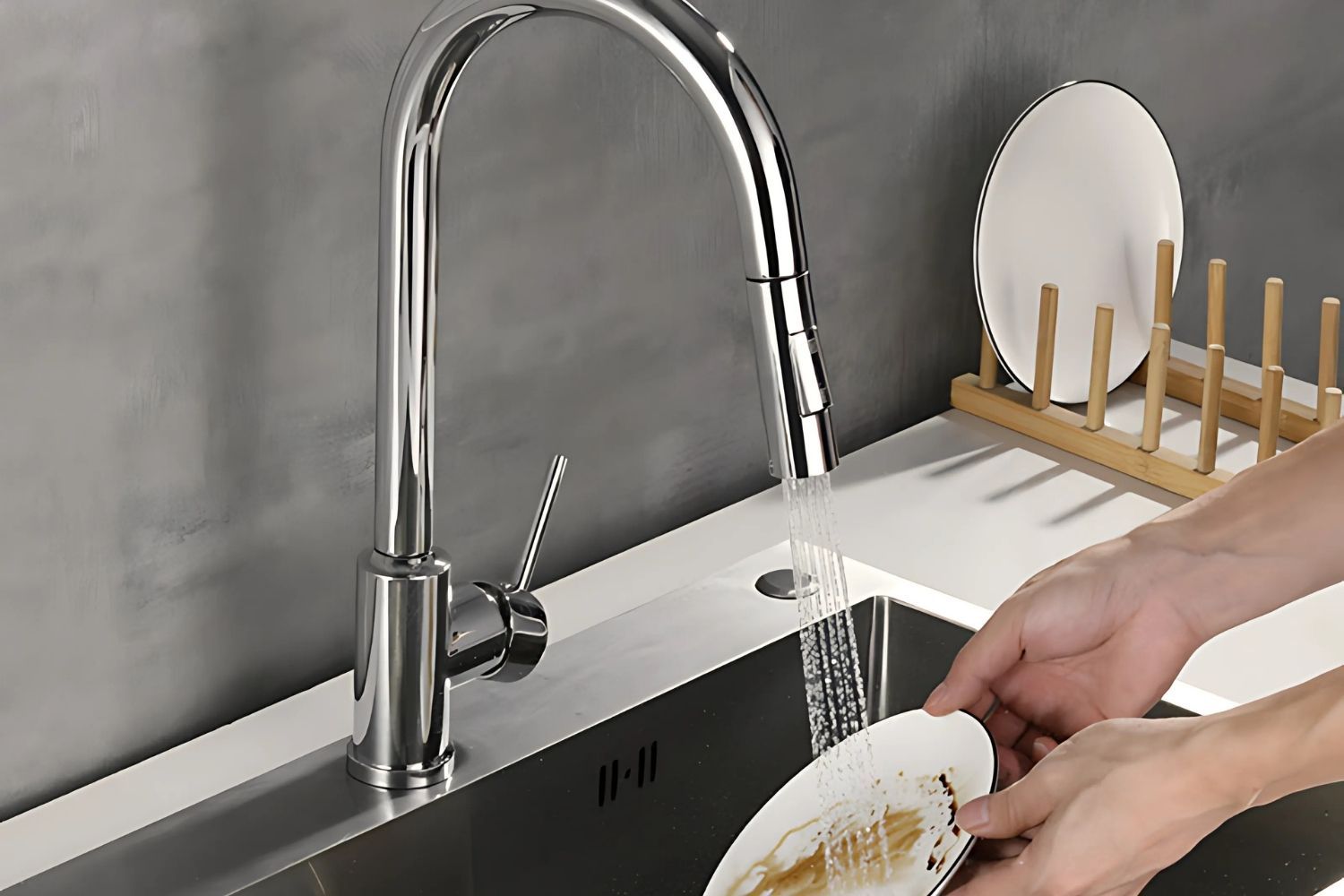 Vòi rửa chén Hafele 570.58.631 thiết kế cổ ngỗng hình chữ C hiện đại