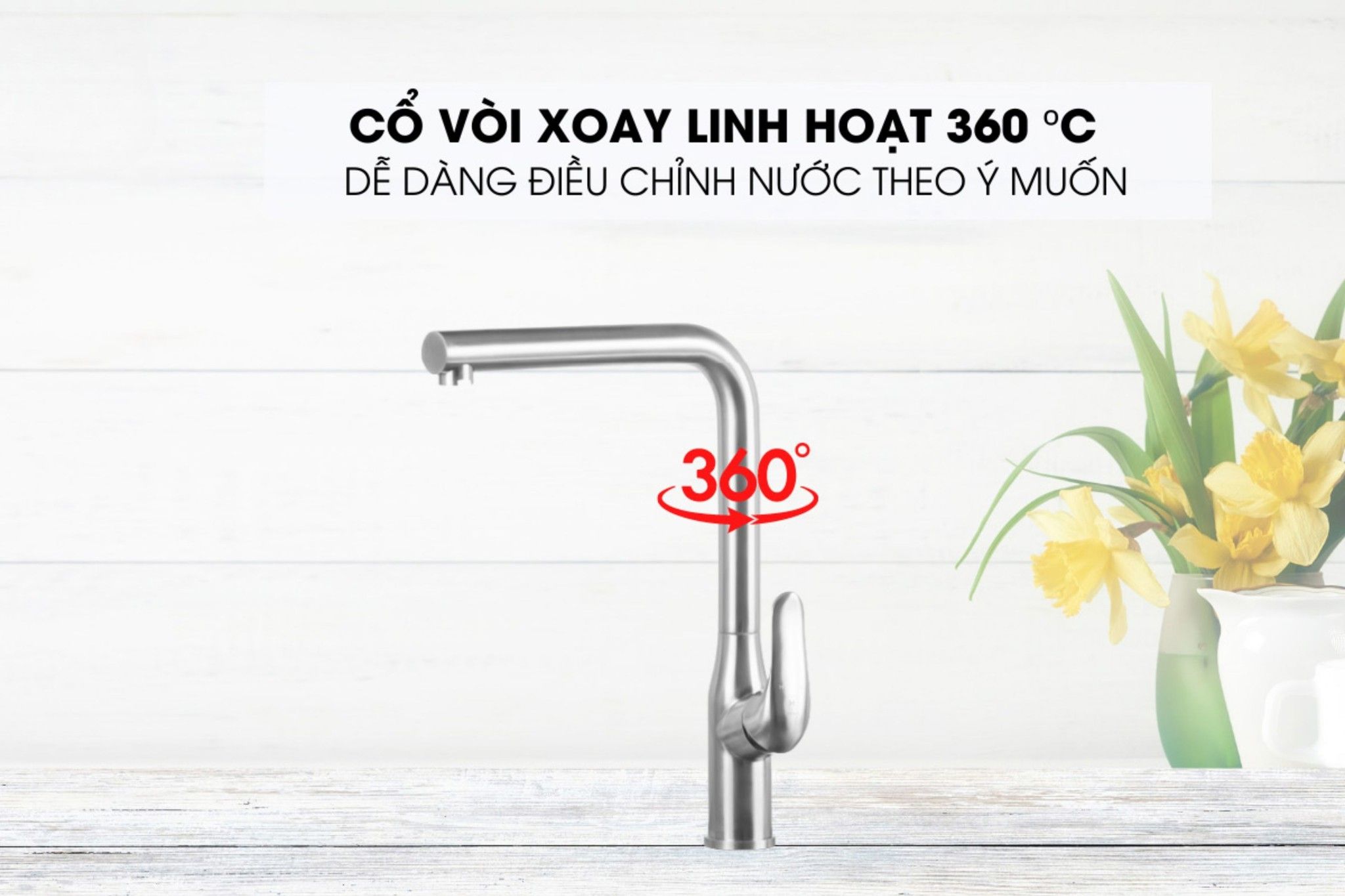 Cổ vòi rửa bát Malloca K520S xoay 360 độ linh hoạt