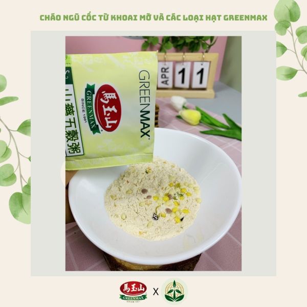 Cháo ngũ cốc dinh dưỡng từ khoai mỡ và các loại hạt Greenmax Đài Loan gói 350g bổ sung năng lượng tiện lợi tốt cho sức khỏe Yam and Multi Grains Careal
