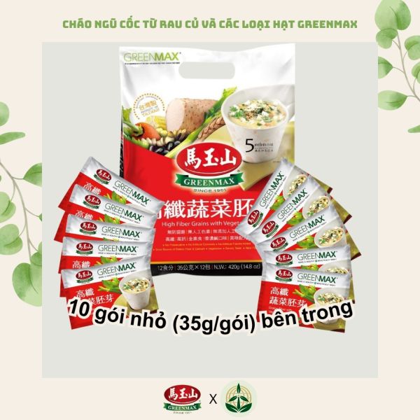 Cháo ngũ cốc dinh dưỡng giàu chất xơ từ rau củ Greenmax Đài Loan dinh dưỡng thiên nhiên cho người ăn chay, người già và mẹ bầu.