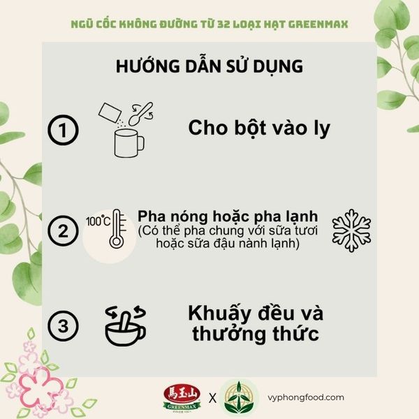 Bột ngũ cốc dinh dưỡng không đường từ 32 loại hạt Greenmax Đài Loan – giàu chất xơ, vitamin, hỗ trợ giảm cân và tốt cho sức khỏe.