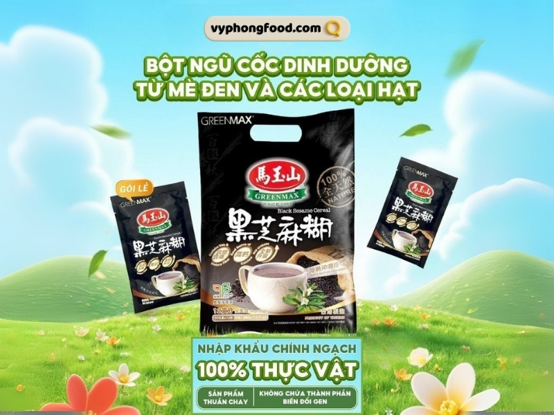 What are the benefits of drinking black sesame powder? A natural secret for health and beauty care. You can learn more and order the authentic Greenmax Taiwan Black Sesame and Mixed Grains Cereal (with sugar or no sugar) at: vyphongfood.com.