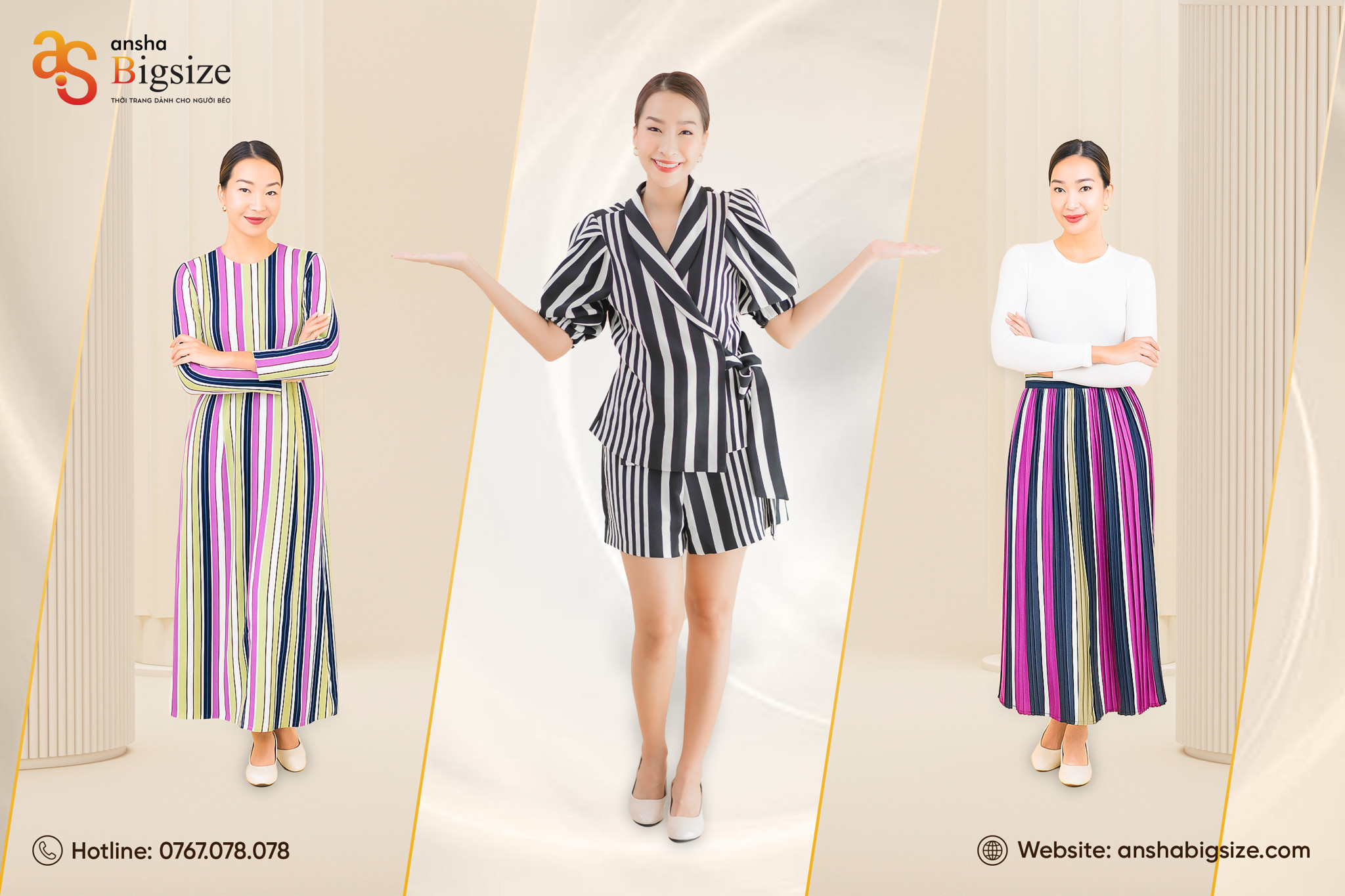 Lý do nàng Bigsize nên chọn họa tiết dọc