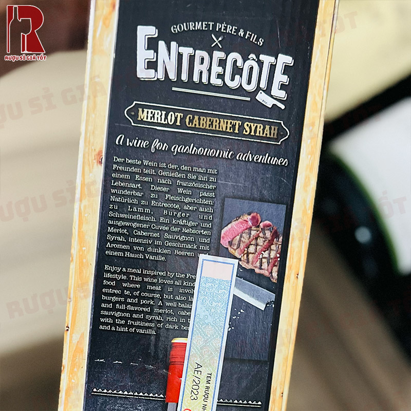 Rượu Entrecôte Blend với các tầng hương thơm phong phú