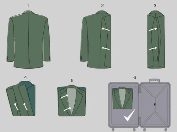 cách gấp áo vest vào vali