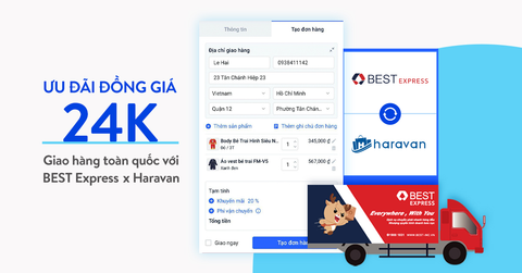 Đồng giá 24k - Giao hàng toàn quốc với BEST Express x Haravan