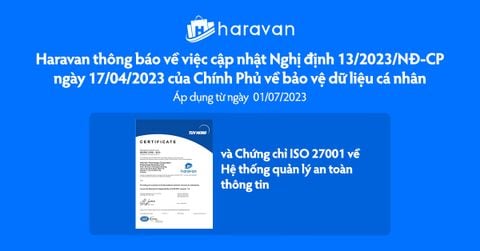 HARAVAN THÔNG BÁO CẬP NHẬT NGHỊ ĐỊNH 13 VỀ BẢO VỆ DỮ LIỆU CÁ NHÂN