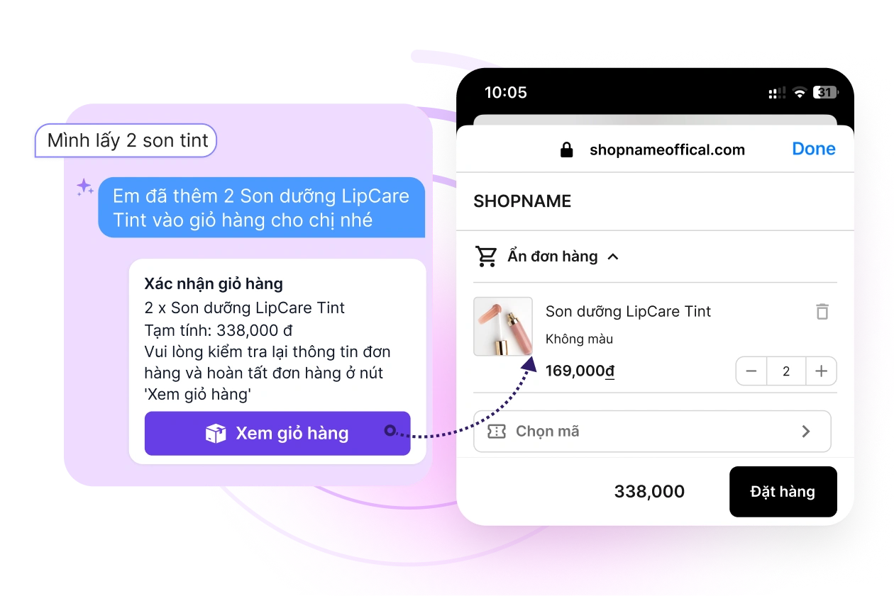 Tự động thêm sản phẩm vào giỏ hàng