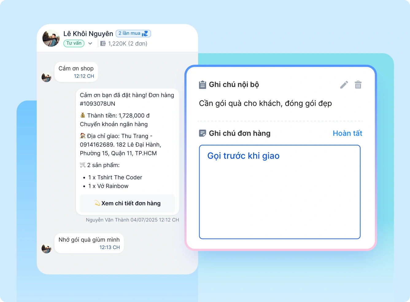 Tạo ghi chú nội bộ dễ dàng