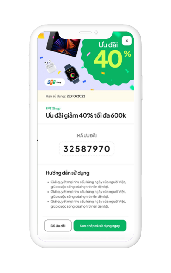 Khách nhận code ưu đãi