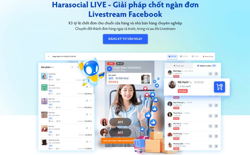 HaraSocial Live - Giải pháp Livestream bán hàng và chốt đơn tự động trên Facebook, Messenger