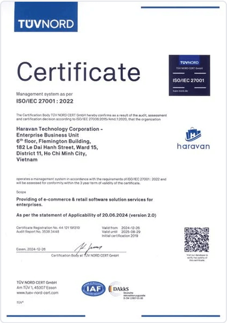 Chứng chỉ ISO 27001