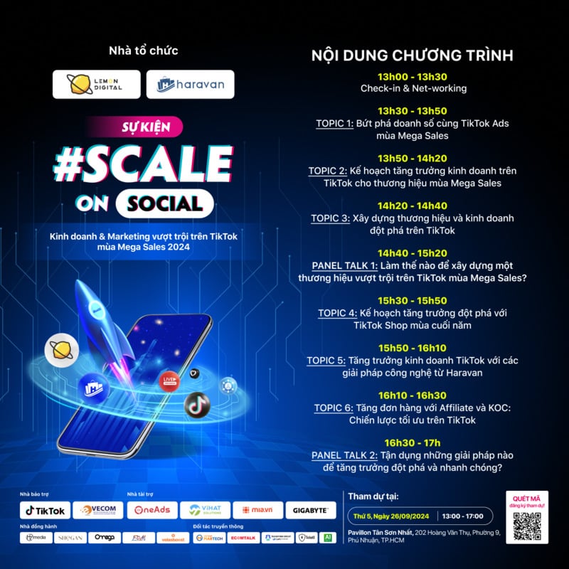 Những chủ đề hấp dẫn được chia sẻ tại “SCALE ON SOCIAL - Kinh doanh và Marketing vượt trội trên TikTok mùa Mega Sales 2024”