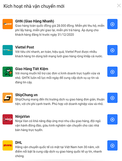 Quản lý giao nhận với nhiều nhà vận chuyển