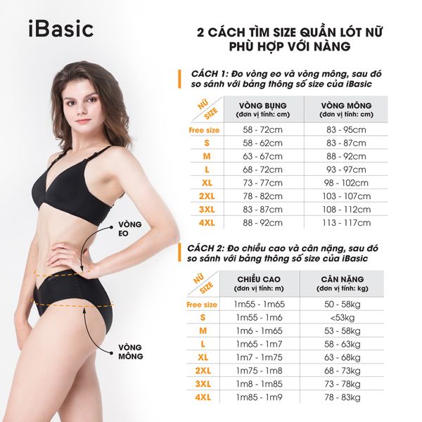 Size Guide Áo Ngực Không Gọng Và Quần Lót Cho Nữ