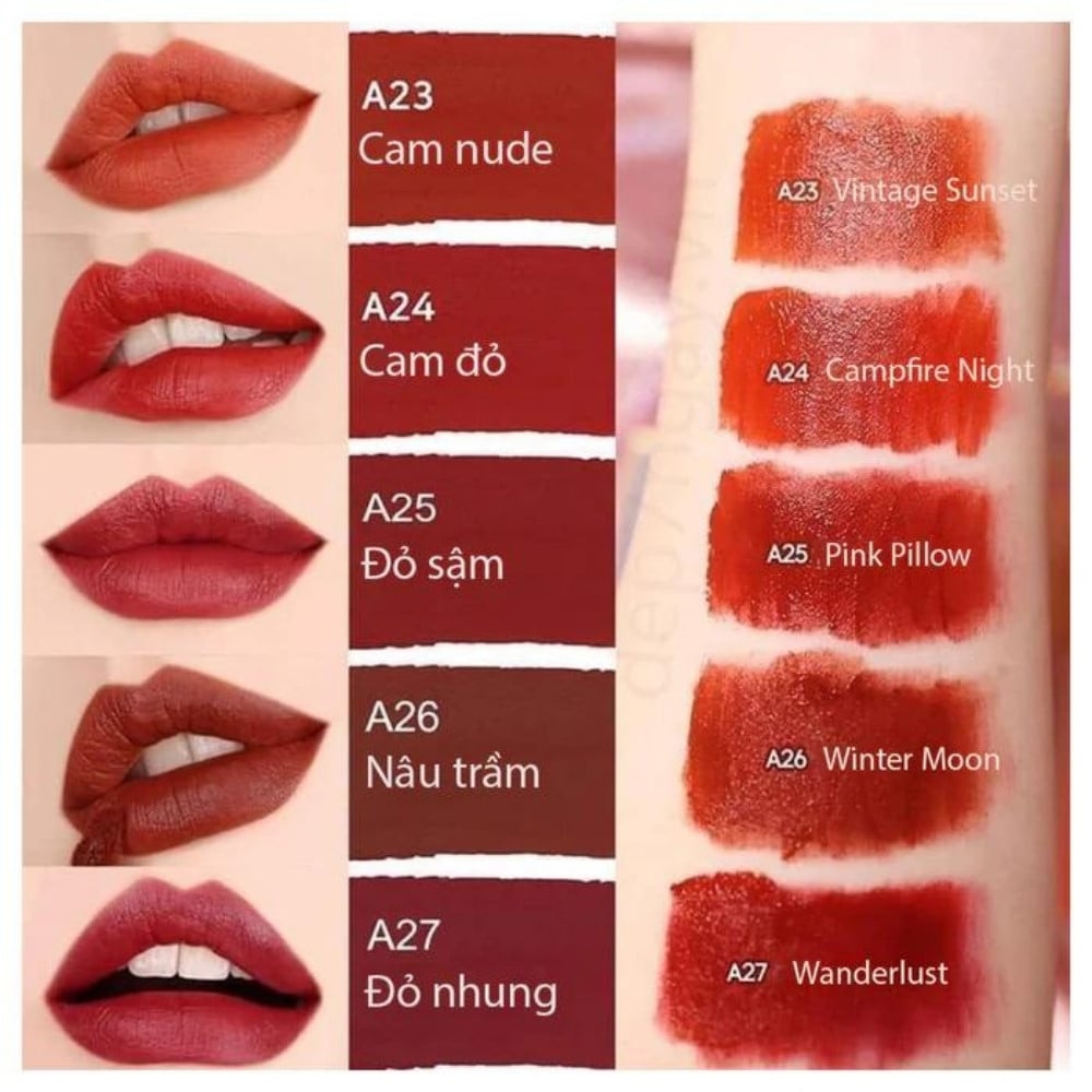 25.11 - thegioiskinfood - Bảng màu son Black Rouge Air Fit Velvet Tint Ver 5