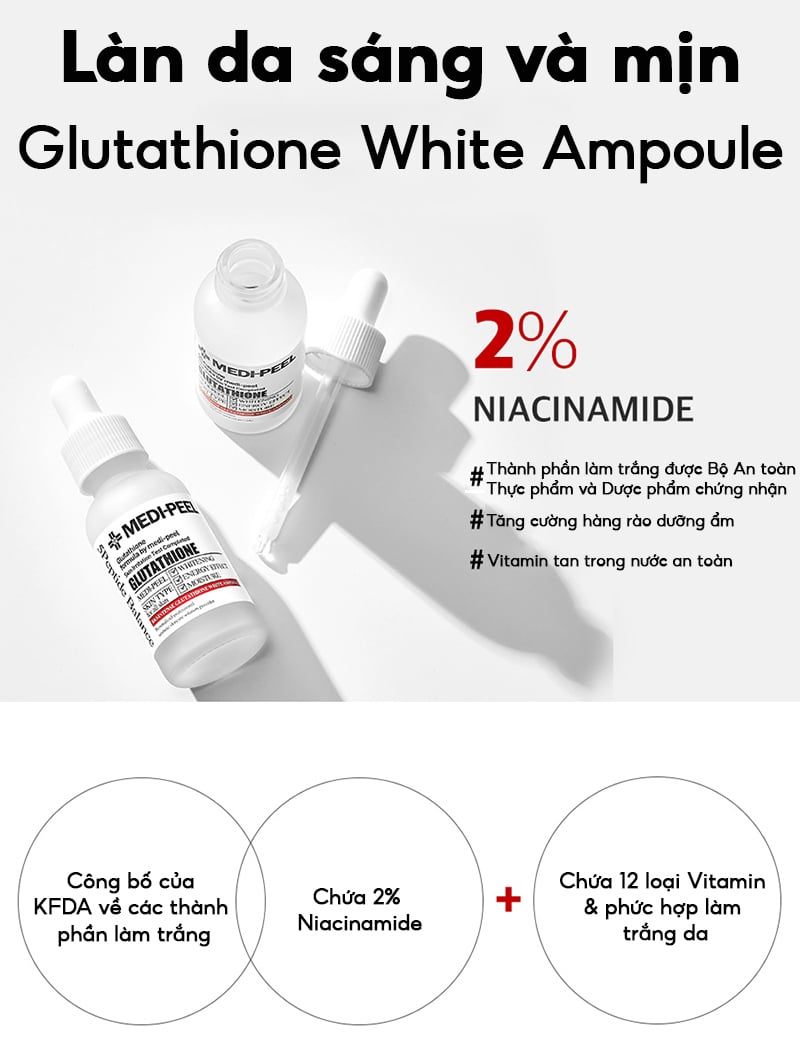 Serum Medi-Peel Tinh Chất Dưỡng Trắng, Mờ Thâm Nám Medi-Peel Bio-Intense Glutathione White Ampoule 30ml