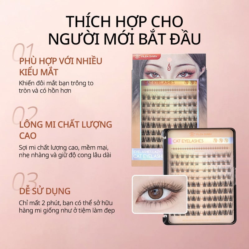 Lông Mi Giả Mắt Cáo Siêu Nhẹ Cho Đôi Mắt Sắc Sảo, Tự Nhiên Mlen Diary