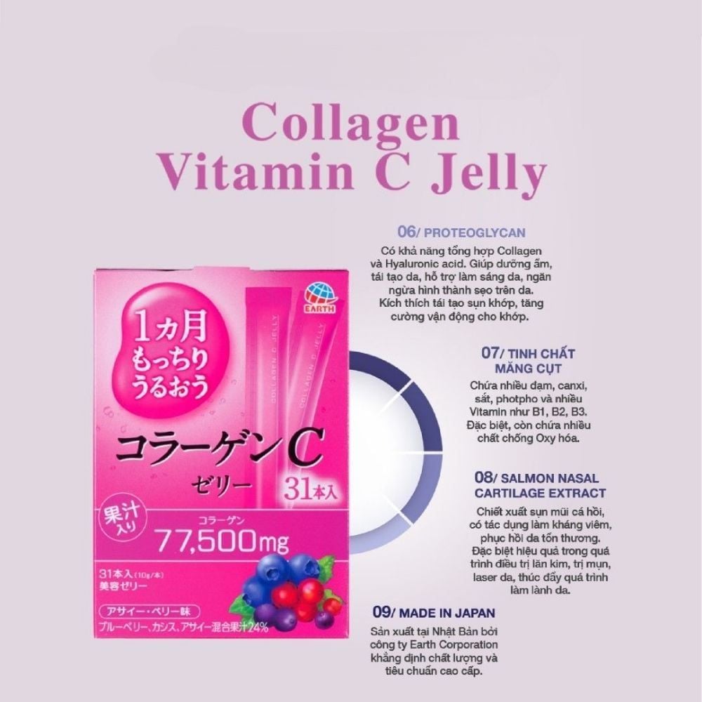 Thạch collagen vitamin C Earth Corporation vị việt quất