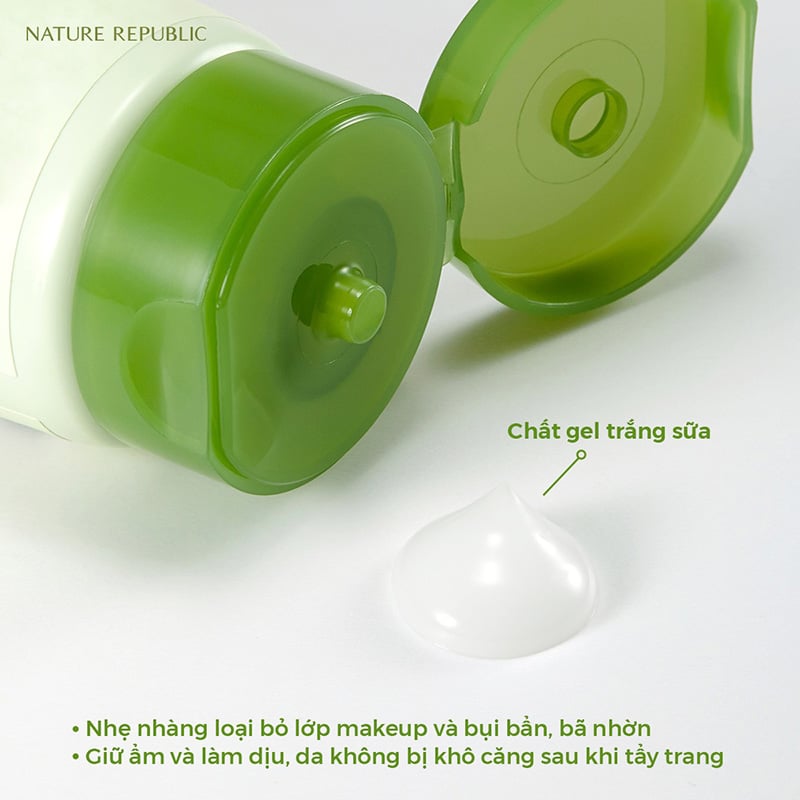 Sữa Rửa Mặt Tạo Bọt Làm Sạch Sâu, Dưỡng Ẩm Chiết Xuất Lô Hội Nature Republic Soothing & Moisture Aloe Vera Foam Cleanser 150ml