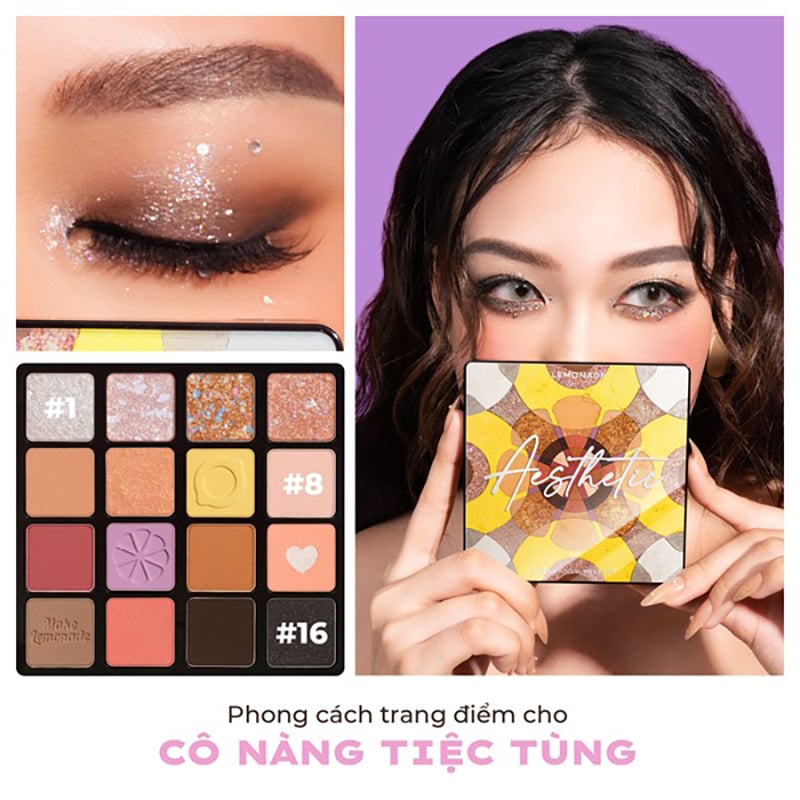 Lemonade Aesthetic EyeShadow Palette (bảng 16 màu) Ver.2