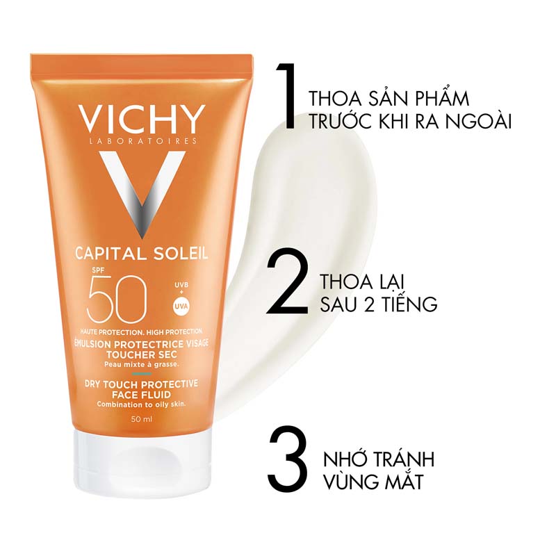 thegioiskinfood.com - kem chống nắng Vichy Ideal Soleil Mattifying Face Fluid Dry Touch