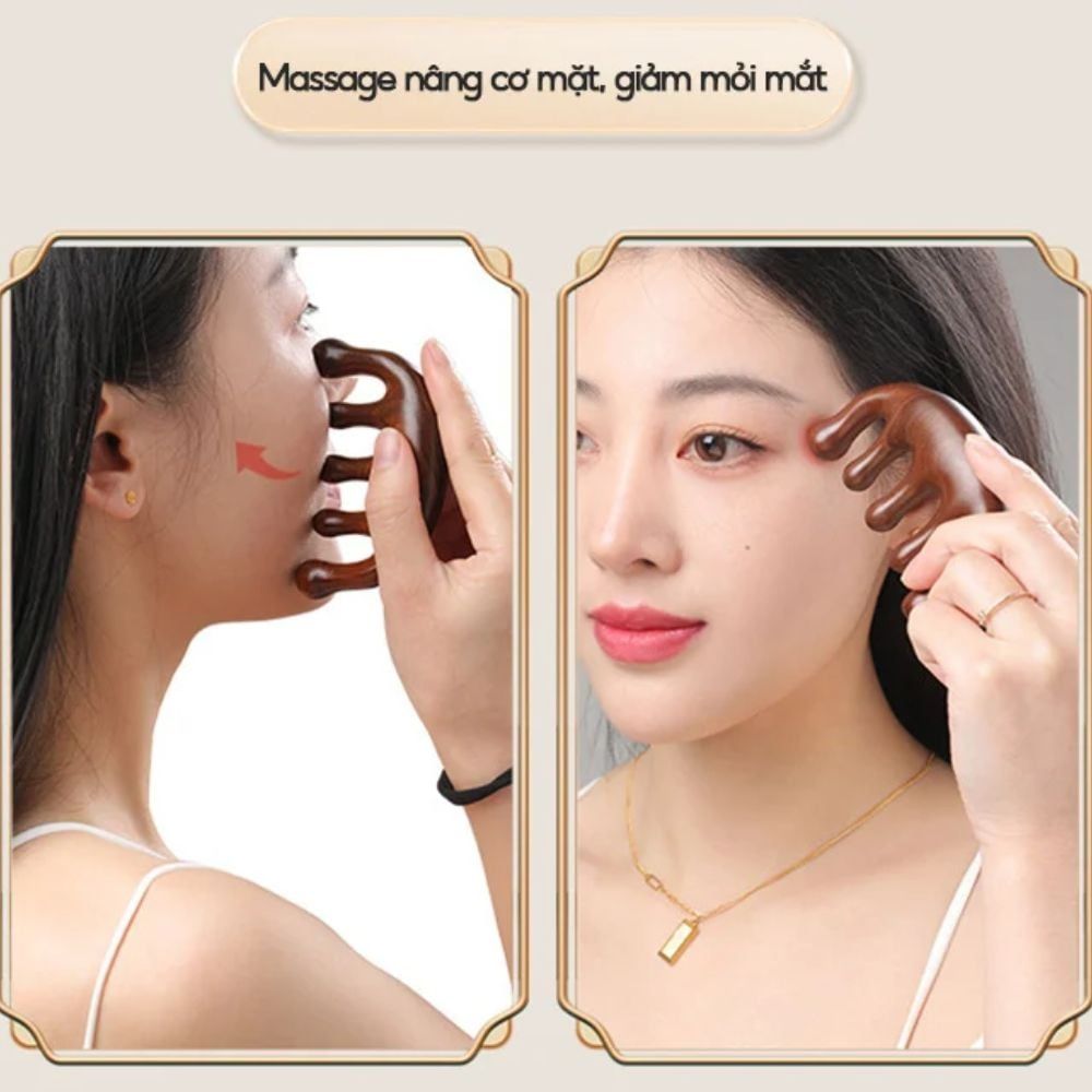 lược gỗ đàn hương massage da đầu