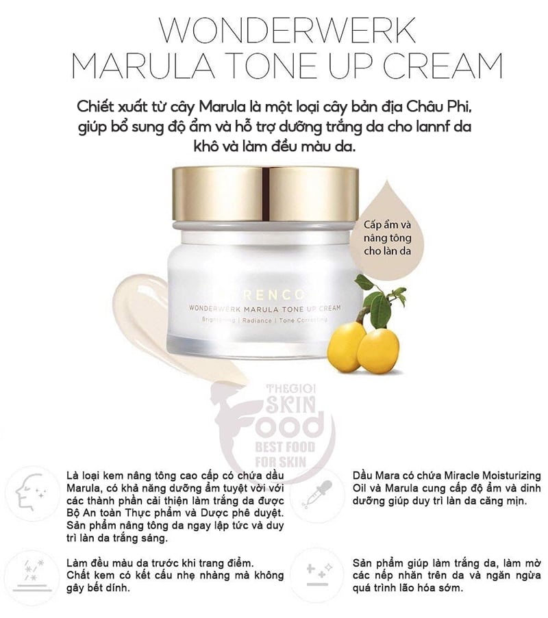 Kem Dưỡng Hỗ Trợ Trắng Da, Nâng Tông Tự Nhiên Forencos Wonderwerk Marula Tone Up Cream