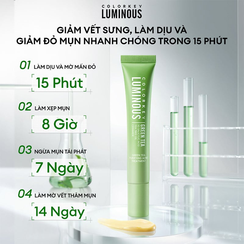 thegioiskinfood.com - Kem Hỗ Trợ Giảm Mụn Trà Xanh Colorkey Luminous Green Tea Purifying Acne Treatment 20g