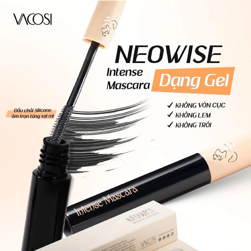 thegioiskinfood.com - Mascara Dạng Gel Dài Và Cong Mi Tự Nhiên Vacosi Neowise Intense Mascara - VM31