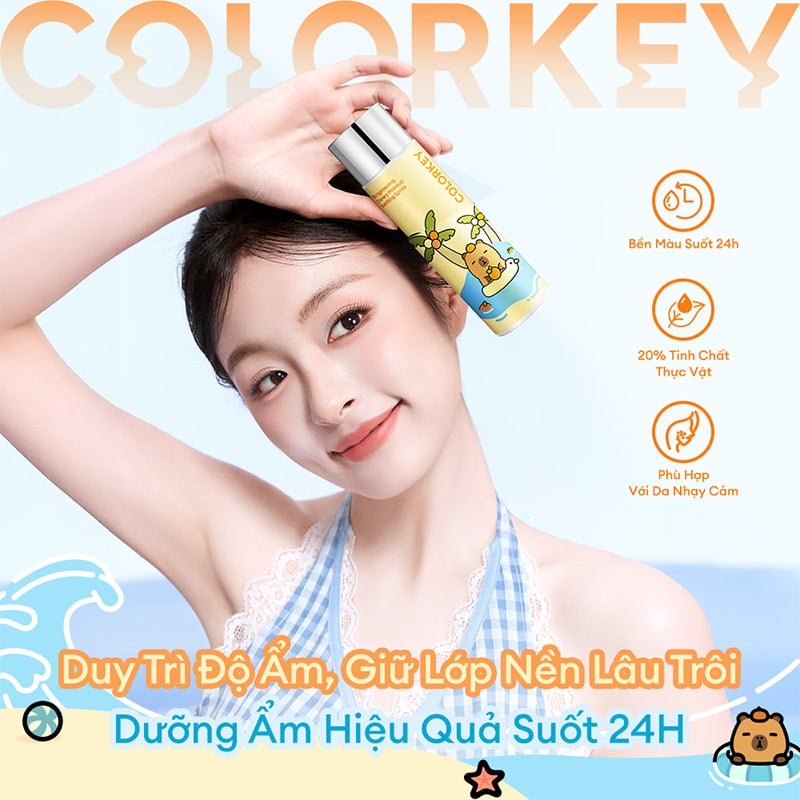 thegioiskinfood.com - Xịt Khóa Makeup Lâu Trôi - Căng Bóng Tự Nhiên Colorkey Brightening Dewy Makeup Setting Spray 100ml (Capypara Version)