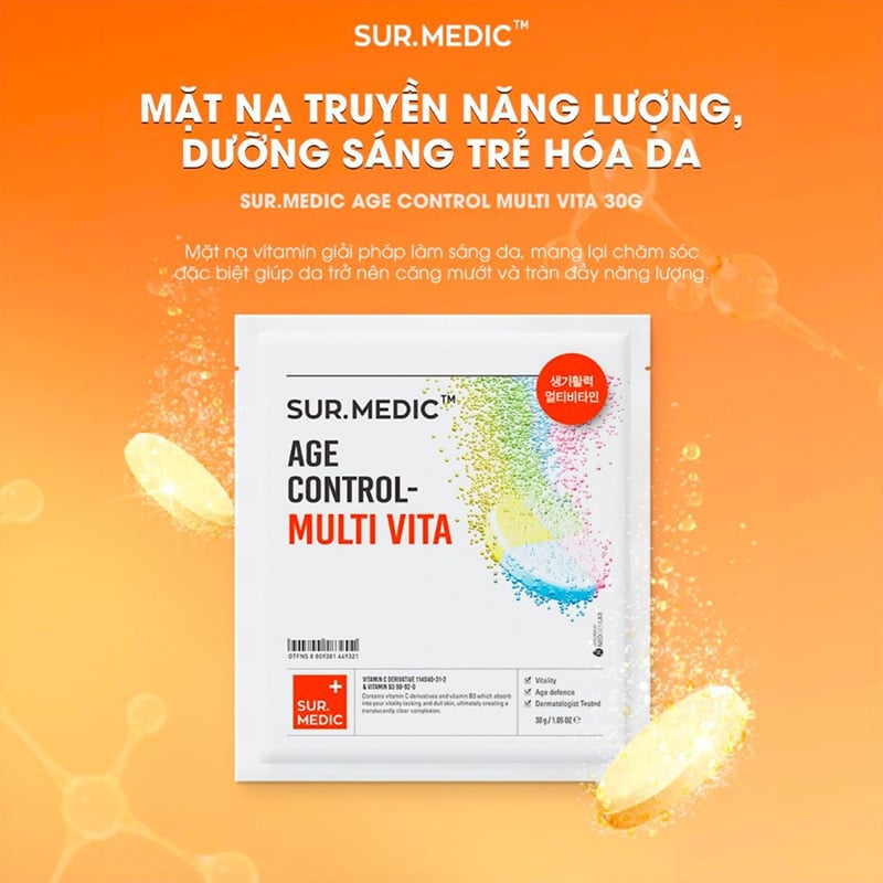 Mặt Nạ Cung Cấp Multi Vitamin, Hỗ Trợ Dưỡng Sáng Da Sur.Medic+ Age Control-Multi Vita Mask 30g