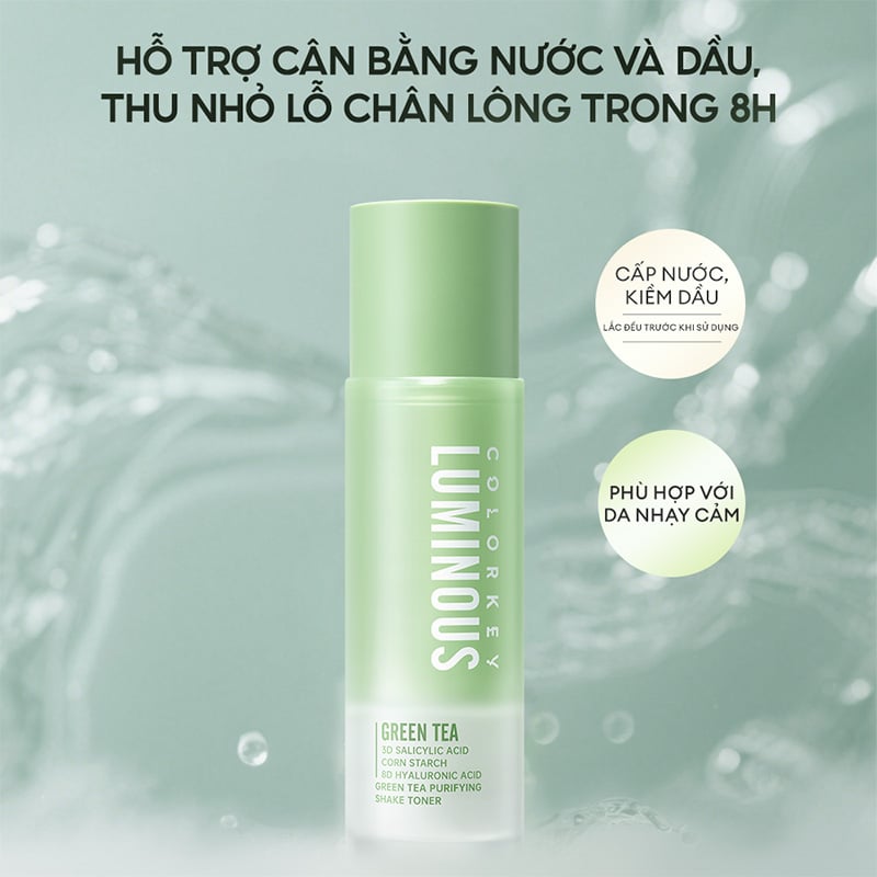 thegioiskinfood.com - Nước Cân Bằng Trà Xanh Colorkey Luminous Green Tea Purifying Shake Toner