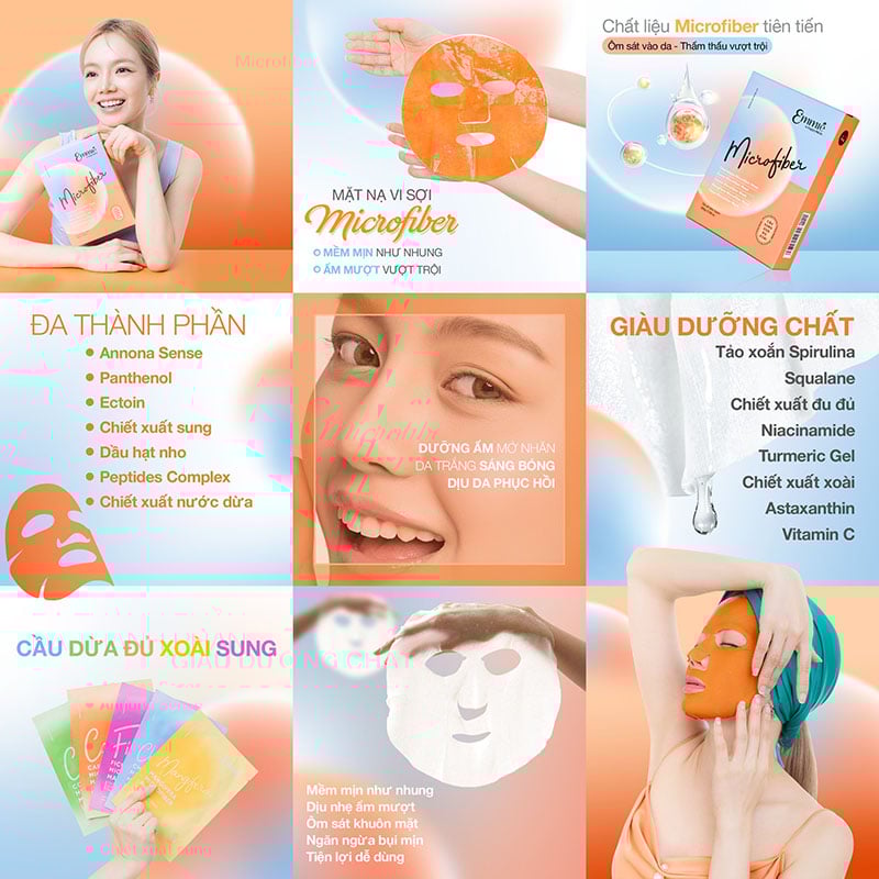 thegioiskinfood.com - Mặt Nạ Vi Sợi Microfiber Emmié by HappySkin Microfiber Mask 28g