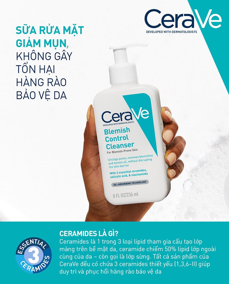 thegioiskinfood.com - Sữa Rửa Mặt Hỗ Trợ Giảm Mụn Cerave Blemish Control Cleanser
