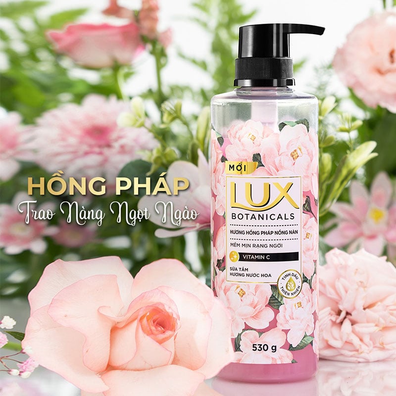 Sữa tắm Lux Botanicals hương hồng Pháp nồng nàn cao cấp cho da sáng mịn rạng ngời 522ml 1