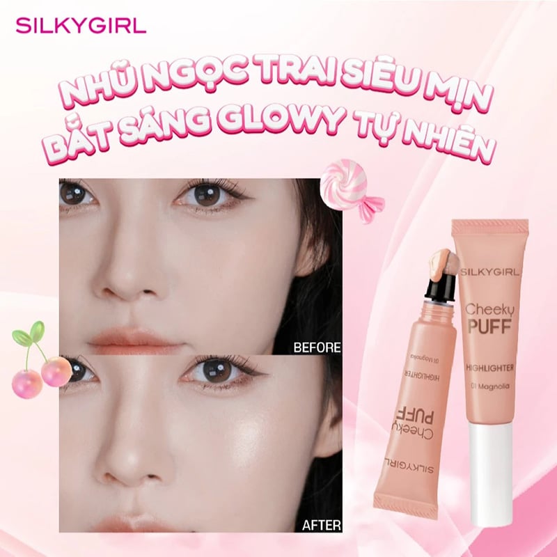 thegioiskinfood.com - Bắt Sáng Dạng Kem Silkygirl Cheeky Puff Highlighter #01 Magnolia 6ml