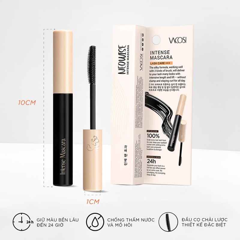 thegioiskinfood.com - Mascara Dạng Gel Dài Và Cong Mi Tự Nhiên Vacosi Neowise Intense Mascara - VM31